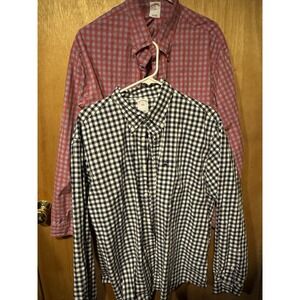 Brooks Brothers Gingham Check XL Lot Of 2 Long Sleeve Button Downs